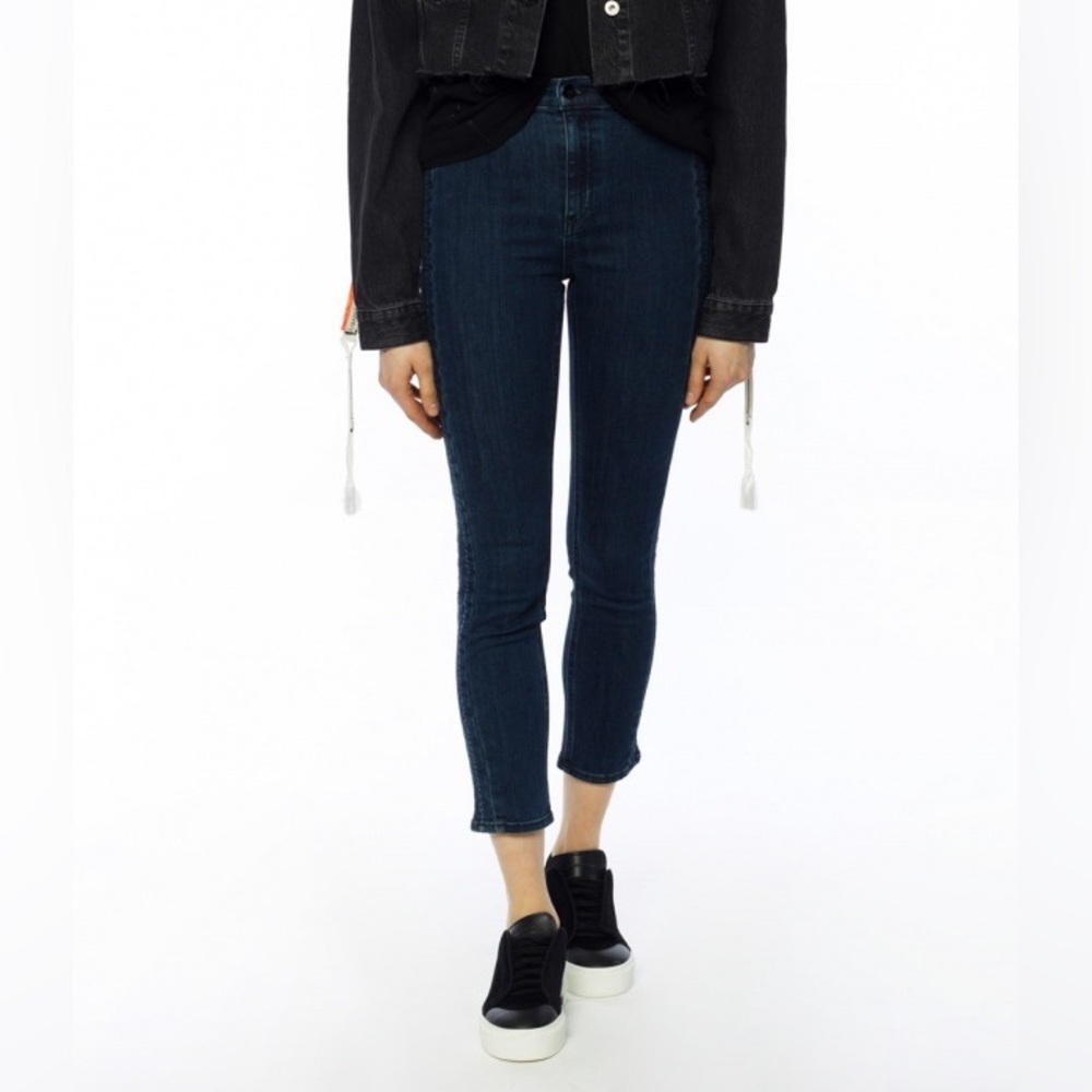 Rag & bone high rise ankle skinny jeans in Le‎ Ray wash with stitching details